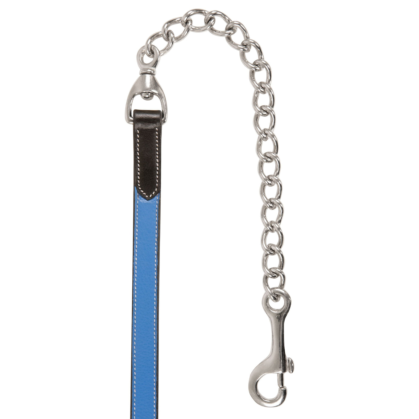 ExionPro Leather Soft Padded Blue Halter and Leather Lead with Chain Combo