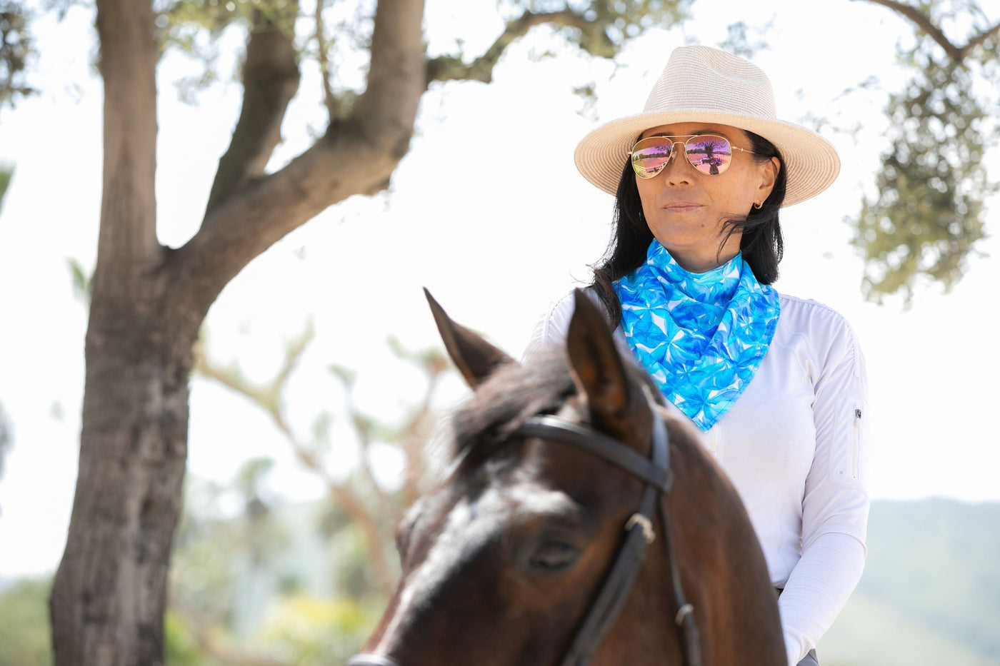 Blue + White Flowers Magnetic Bandana