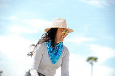 Blue + White Flowers Magnetic Bandana