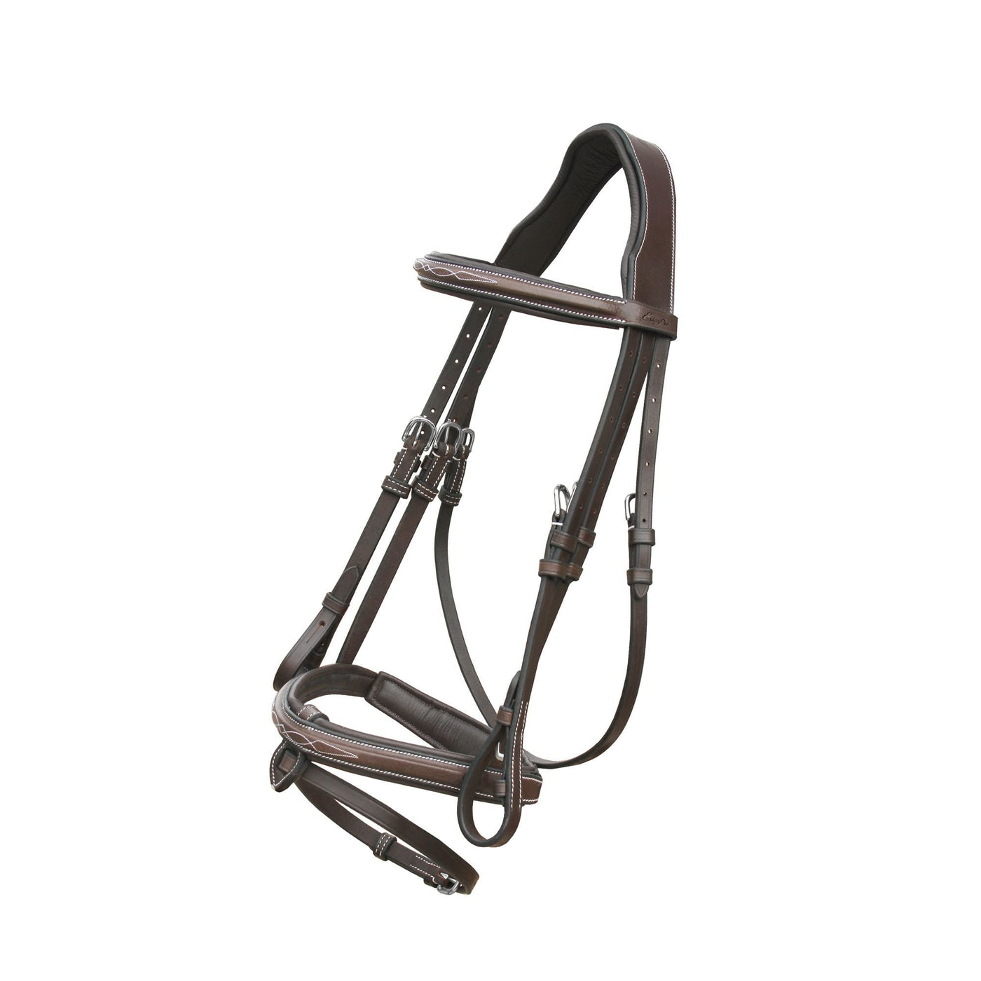 ExionPro Designer Stitched Mono Crown Piece Snaffle Bridle With Rubber Reins