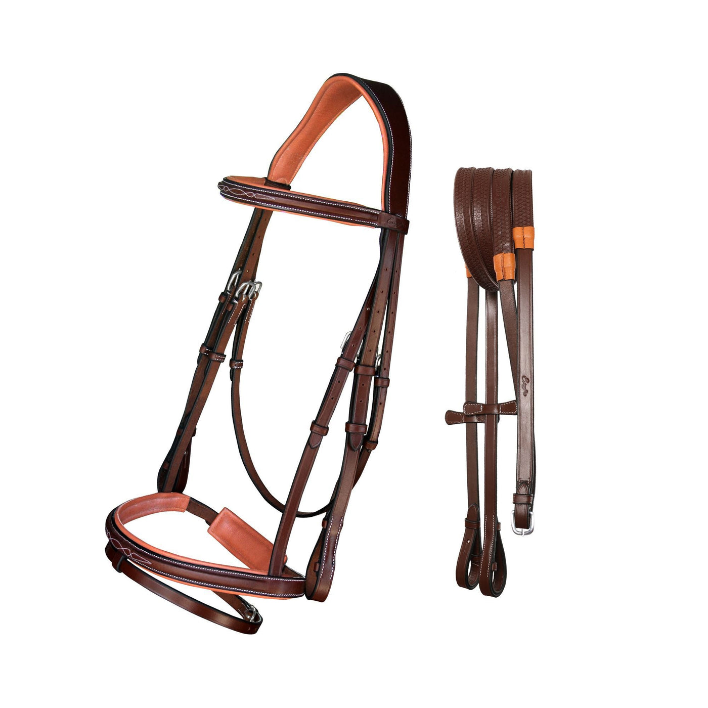 ExionPro Designer Fancy Stitched Bridle with Flash and Rubber Reins