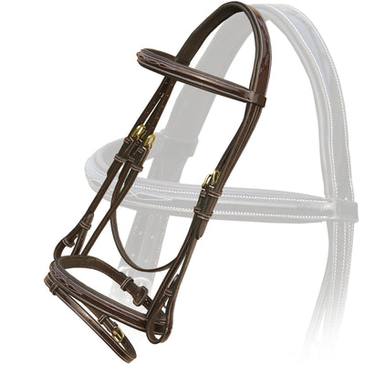 ExionPro Designer Fancy Square Raised Glossy Patent Leather Bridle & Rubber Reins
