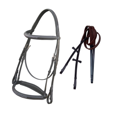 ExionPro Designer Fancy Snaffle Bridle with Rubber Reins