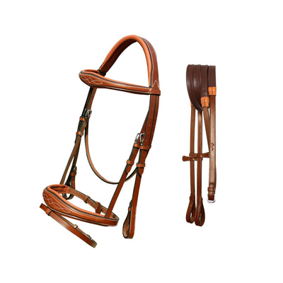 ExionPro Fancy Stitched Raised Anatomical Bridle with Rubber Reins