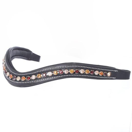 ExionPro Elegant Soft Padded Light Peach, Burgundy, Topaz Colored Crystal Browband