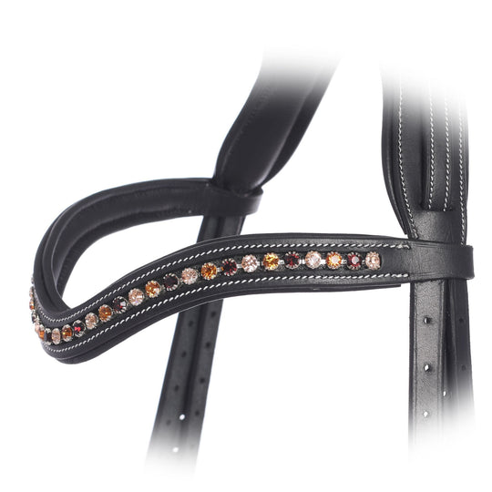 ExionPro Elegant Soft Padded Light Peach, Burgundy, Topaz Colored Crystal Browband