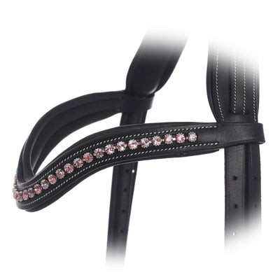 ExionPro Elegant Soft Padded Light Rose, Light Amethyst Colored Crystal Browband