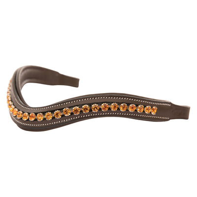 ExionPro Elegant Deep Curved Soft Padded Topaz Crystal Decorated Browband