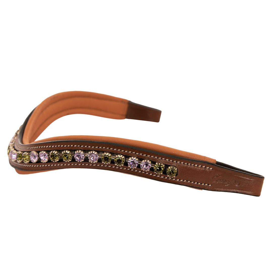ExionPro Elegant Deep Curved Soft Padded Olivine, Violet Colored Crystal Browband