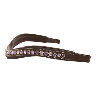 ExionPro Elegant Deep Curved Soft Padded Tanzanite, Violet Colored Crystal Decorated Browband