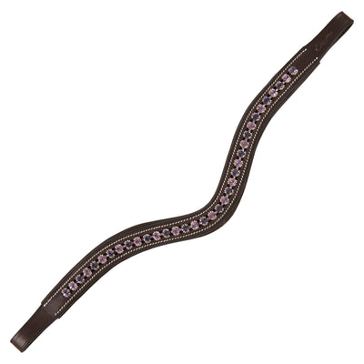 ExionPro Elegant Deep Curved Soft Padded Tanzanite, Violet Colored Crystal Decorated Browband