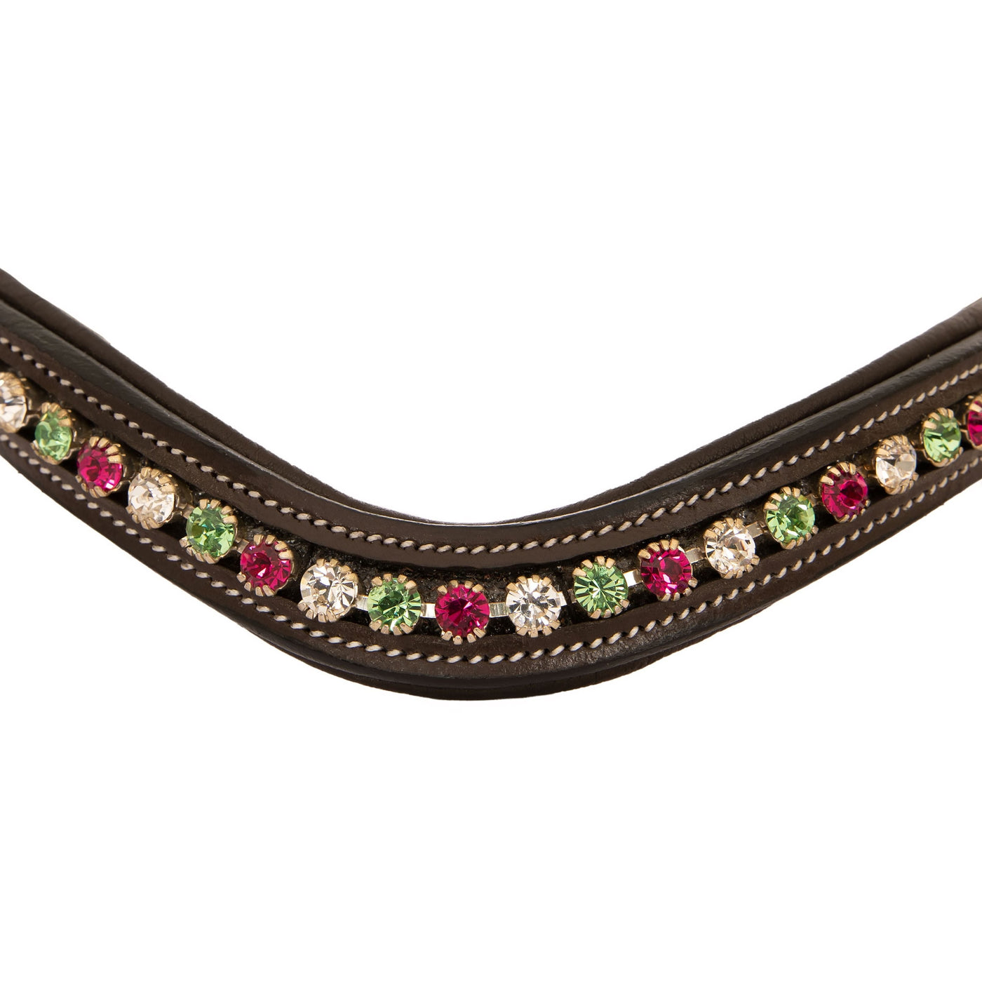 ExionPro Elegant Soft Padded Clear Crystal, Peridot, Fuchsia Colored Crystal Browband