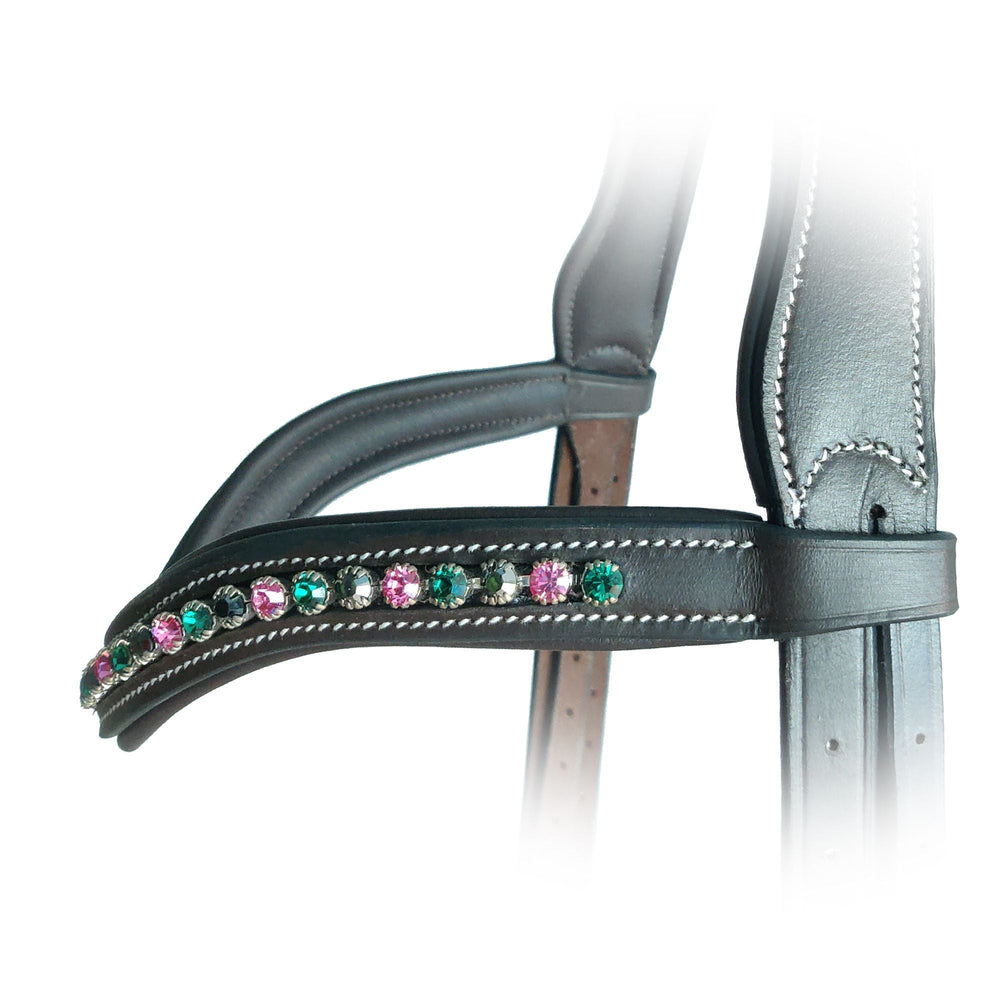 ExionPro Elegant Soft Padded Rose, Emerald, Jet Hematite Colored Crystal Browband