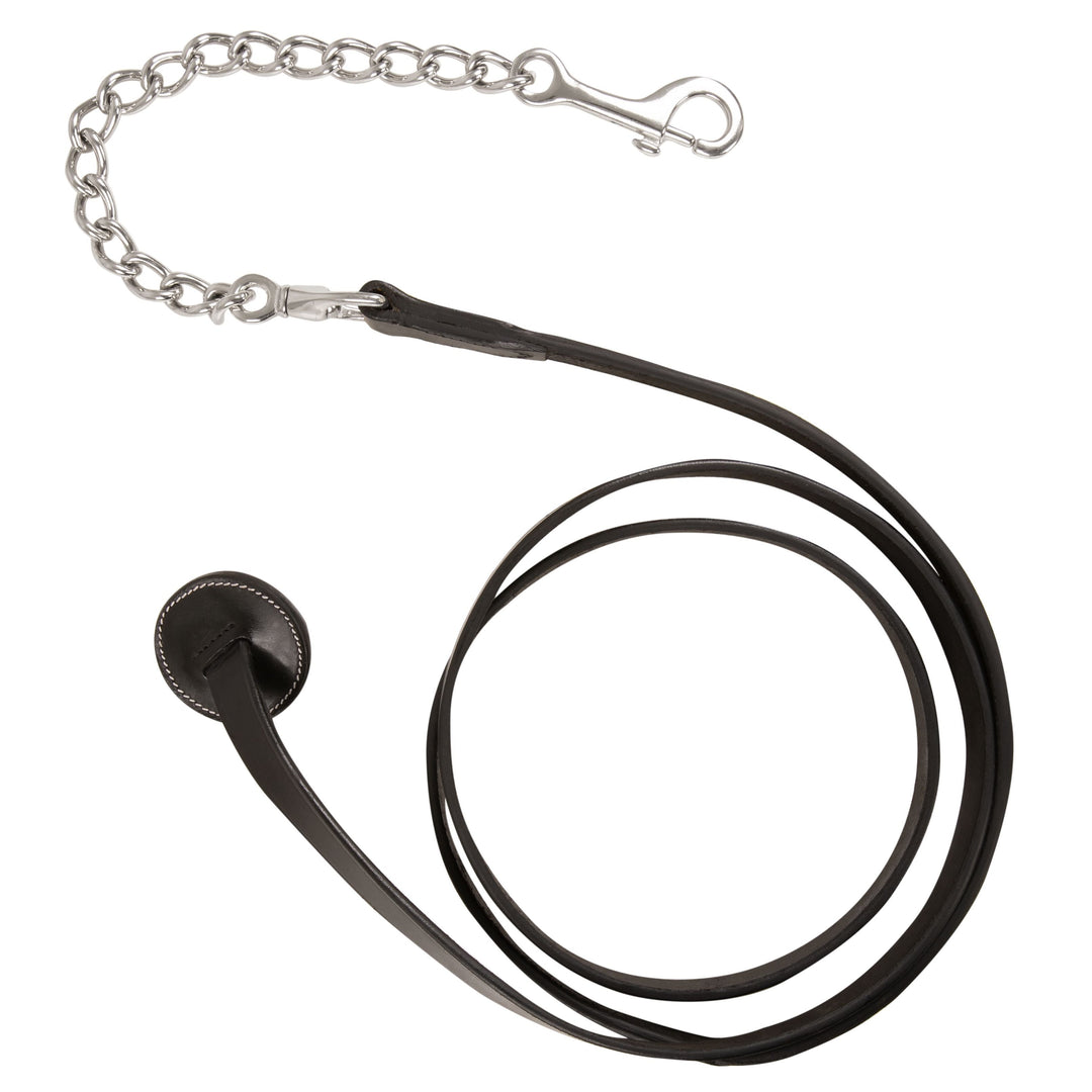 ExionPro Leather Soft Padded White Halter and Leather Lead with Chain Combo