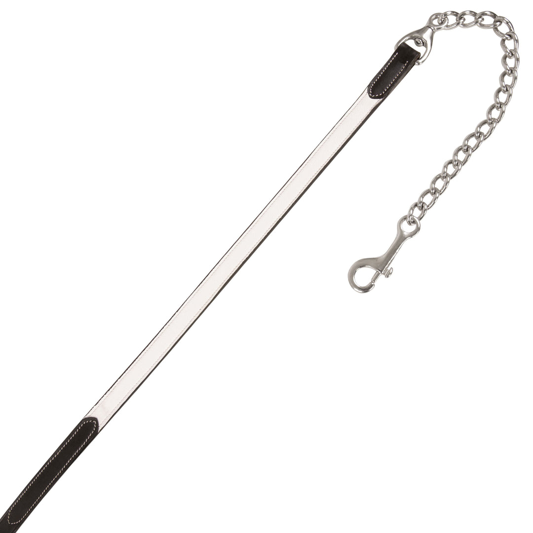 ExionPro Leather Soft Padded White Halter and Leather Lead with Chain Combo
