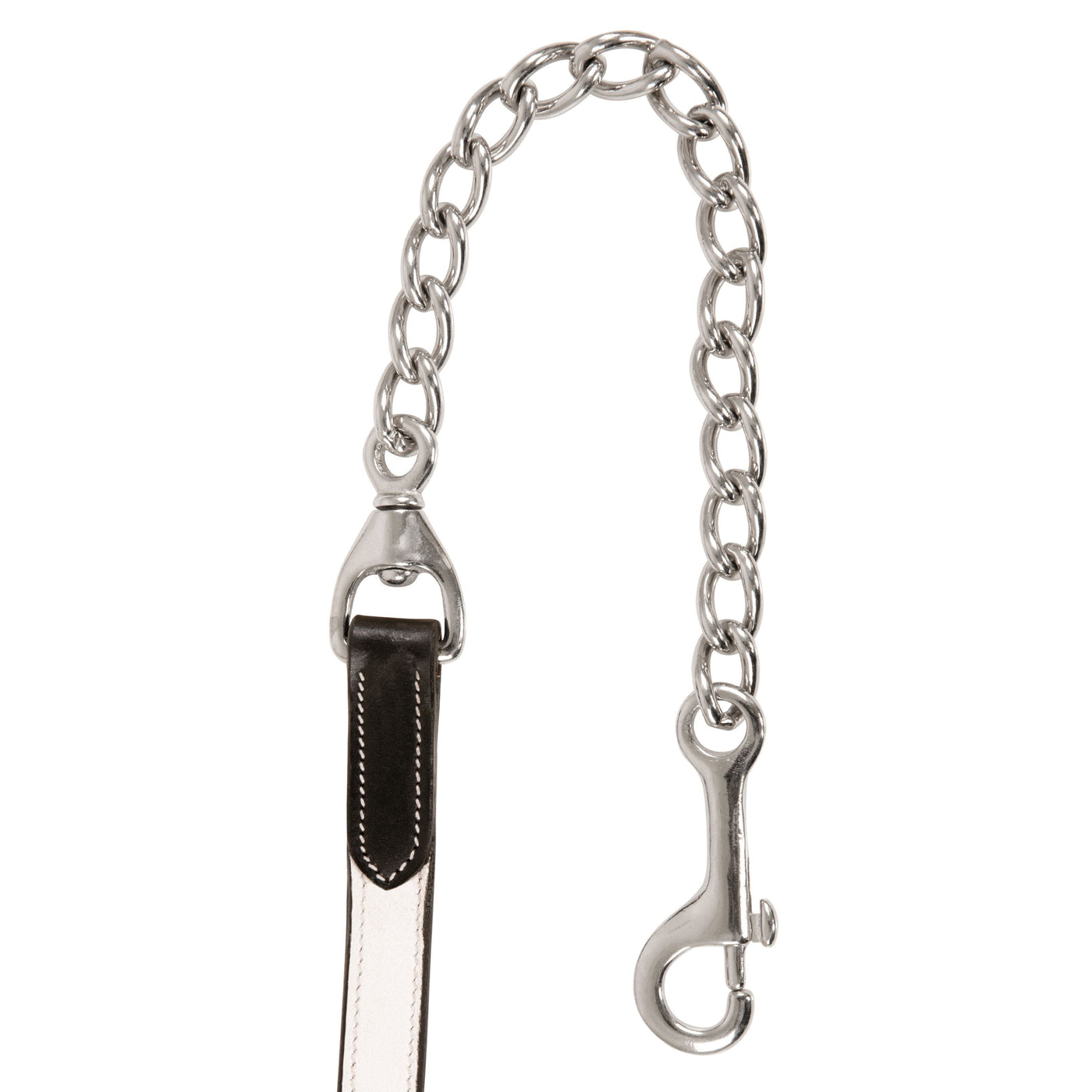 ExionPro Leather Soft Padded White Halter and Leather Lead with Chain Combo