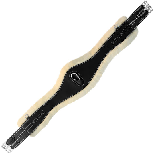ExionPro Fancy Stitched Snap Over Lay Girth with Leather/Sheepskin Padding - Matching Elastic