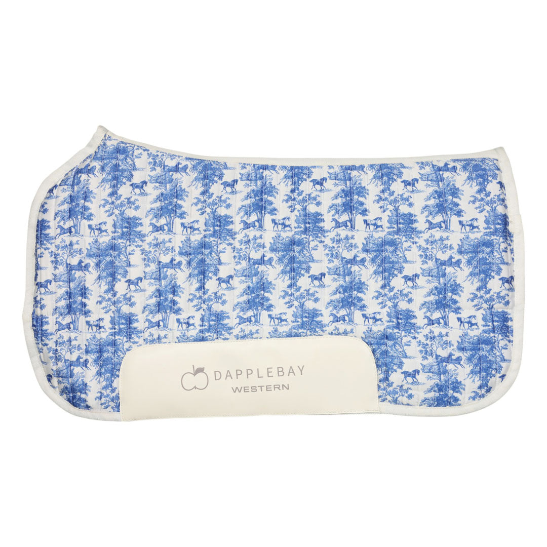 Dapplebay Equestrian Toile Western Saddle Pad-Blue/White
