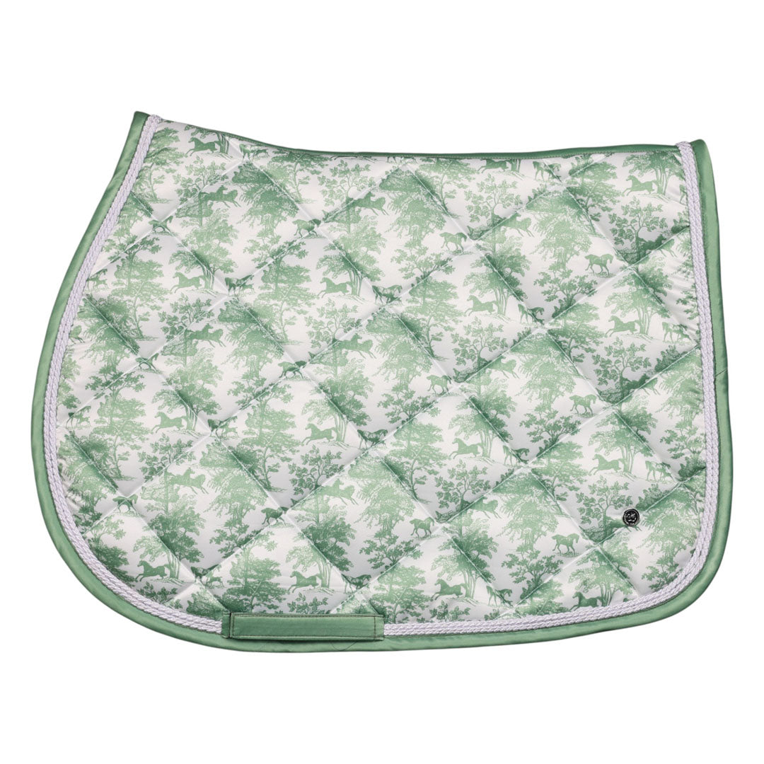 Dapplebay Equestrian Toile Pony Saddle Pad-Green/White