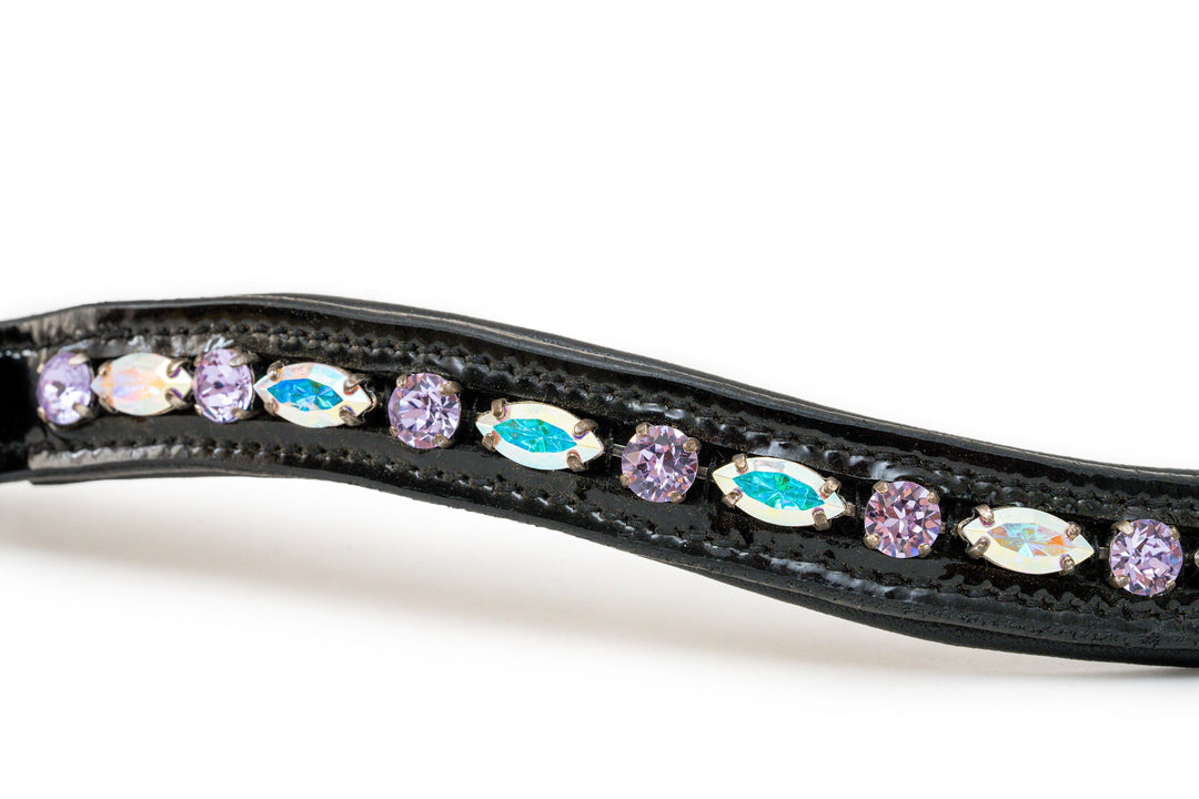 Paris Navette Crystal Patent Midline Browband - AB &amp; Light Amethyst