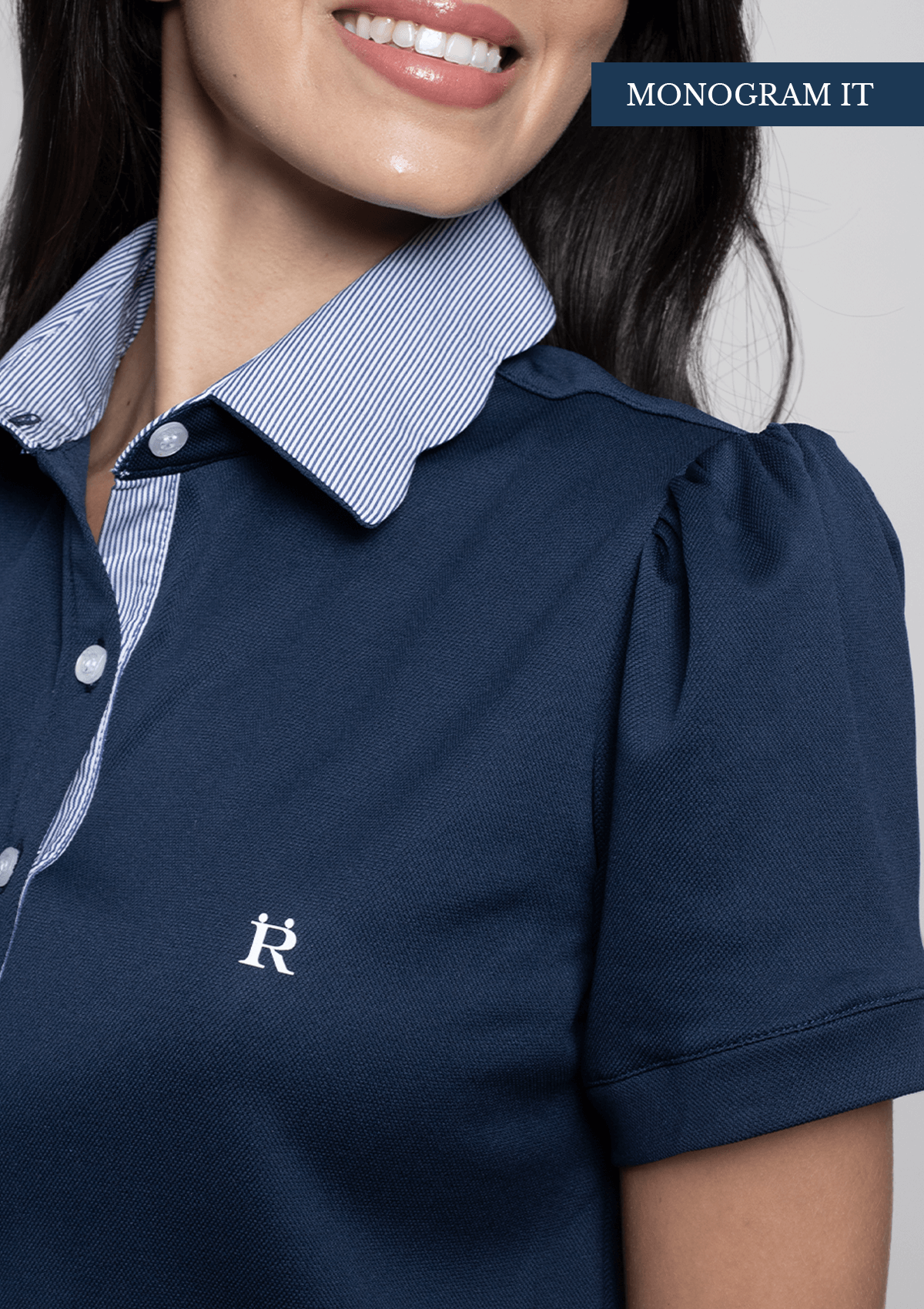 Acasia Polo-Shirt | Navy Pinstriped | High Tech