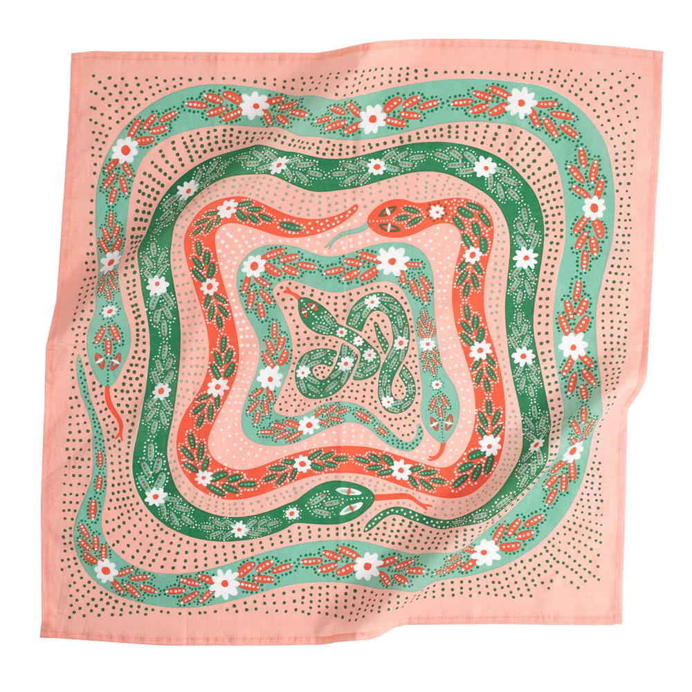 No. 069 Snakes Pink Bandana