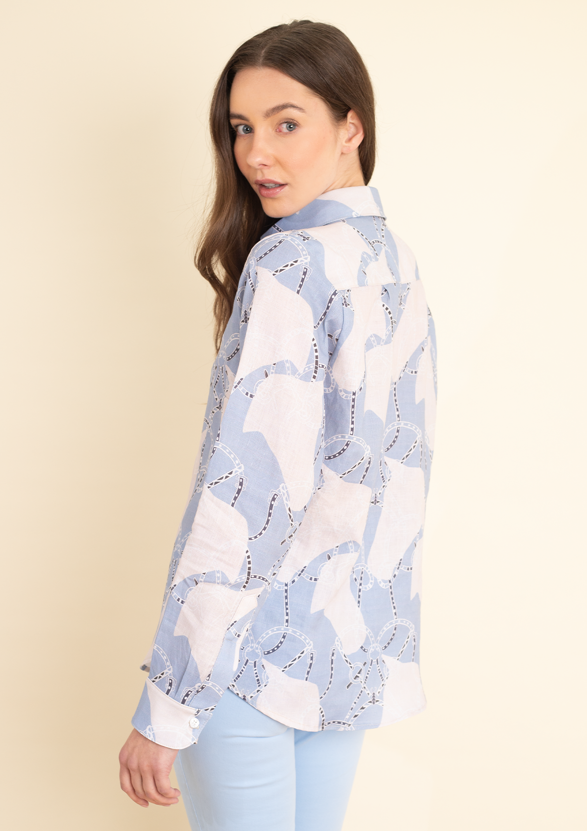 Basic Linen Shirt | Saddlery Print | Azure