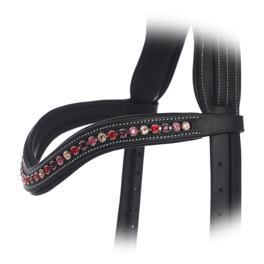 ExionPro Elegant Soft Padded Light Peach, Rose, Fuchsia, Light Siam Colored Crystal Browband