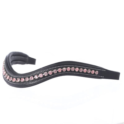 ExionPro Elegant Soft Padded Light Rose, Light Amethyst Colored Crystal Browband