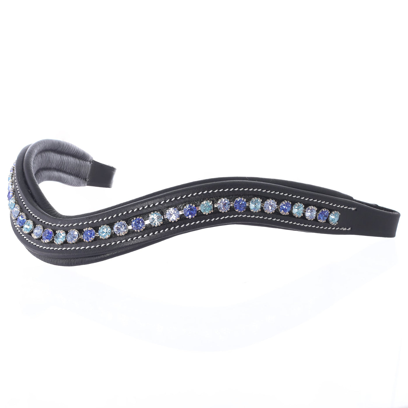 ExionPro Elegant Deep Curved Soft Padded Sapphire, Aqua Marine, Light Sapphire Colored Crystal Browband