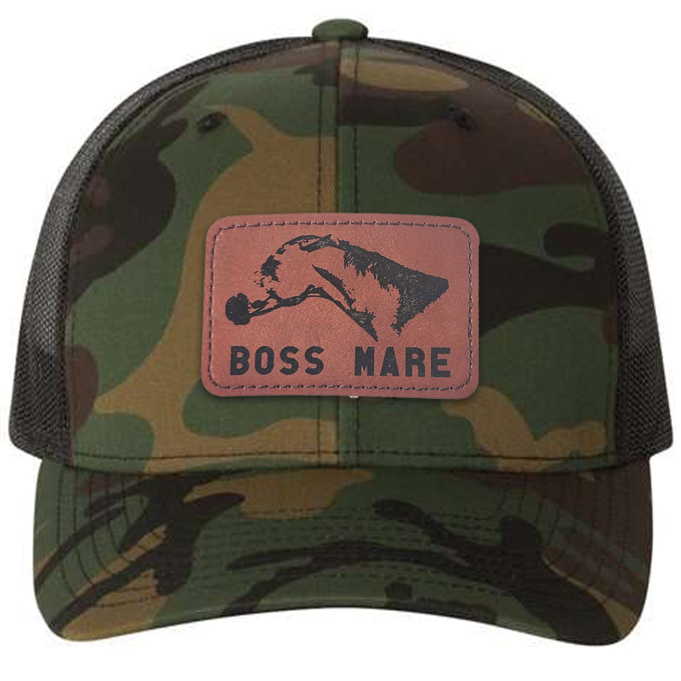 The Boss Mare Logo Patch Retro Trucker Cap - Camo