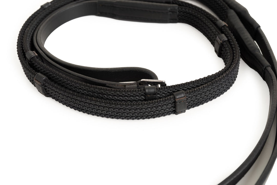 Sure Grip Rubber Reins with 4" Rein Stops-Superb Slim Rubber Woven Grip