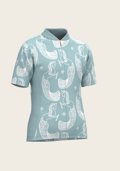 Mermaid Horses in Skye Blue Children's Short Sleeve Shirt