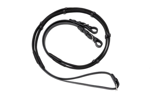Sure Grip Rubber Reins with 4" Rein Stops-Superb Slim Rubber Woven Grip