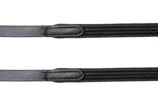 Sure Grip Rubber Reins with 4" Rein Stops-Superb Slim Rubber Woven Grip
