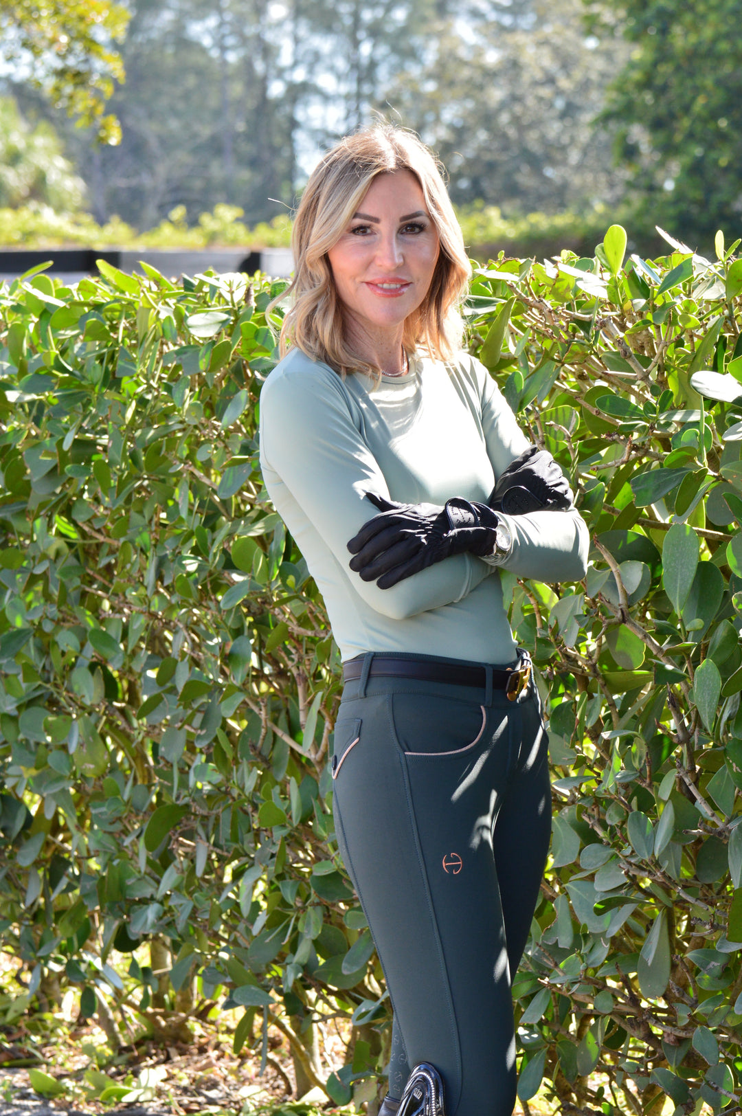 Evolution Full Seat Breeches - Spruce &amp; Rose Gold