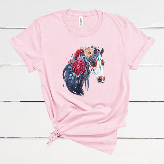 Painted Day of the Dead Horse Adult T-Shirt