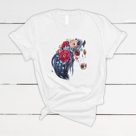 Painted Day of the Dead Horse Adult T-Shirt