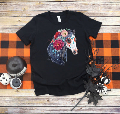 Painted Day of the Dead Horse Adult T-Shirt