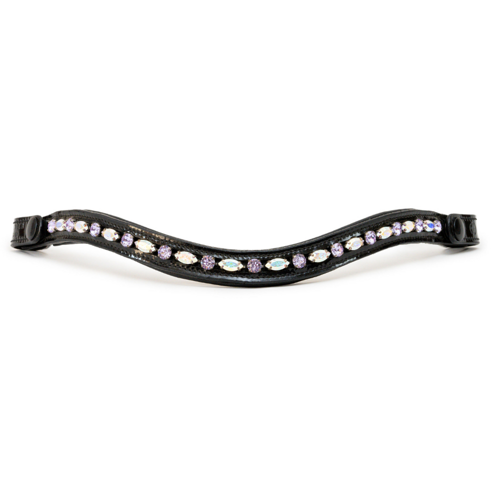 Paris Navette Crystal Patent Midline Browband - AB & Light Amethyst
