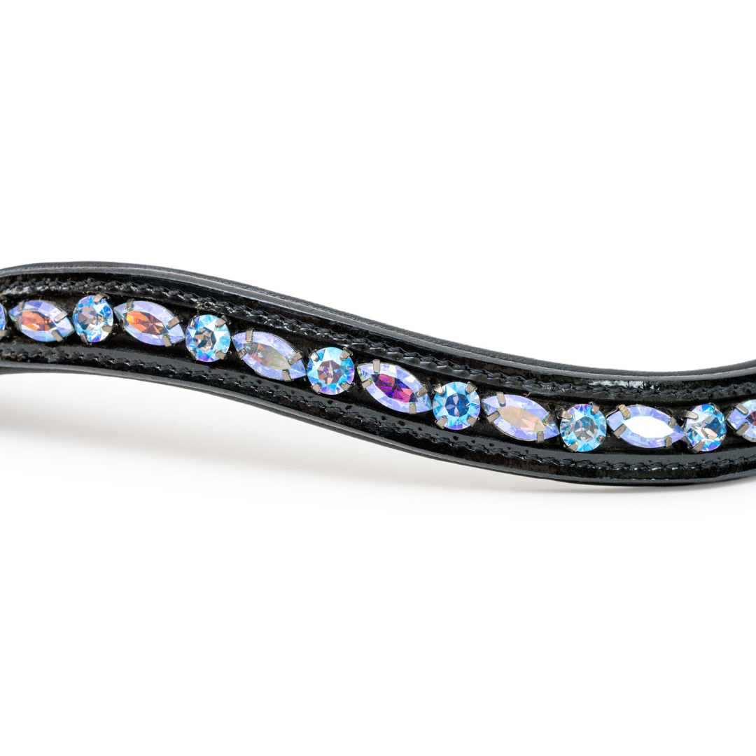 Paris Navette Crystal Patent Midline Browband - Light Sapphire Shimmer