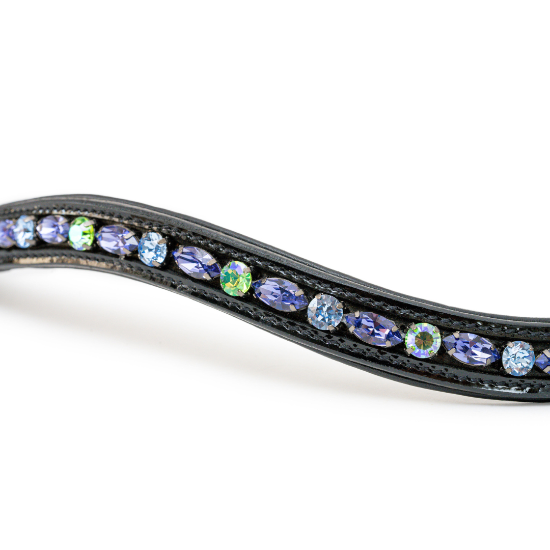 Paris Navette Crystal Patent Midline Browband - Tanzanite, Light Sapphire & Peridot Shimmer