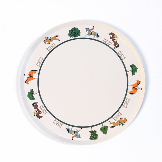 Equestrian Horse Riding Paper Dinner Plates (9 Inch) | Hunter Jumper Party Theme | Eco-Friendly, Recyclable Horse Party Plates for Kids &amp; Adults (x 12)