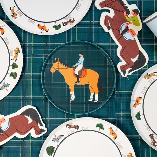 Equestrian Horse Riding Paper Dinner Plates (9 Inch) | Hunter Jumper Party Theme | Eco-Friendly, Recyclable Horse Party Plates for Kids &amp; Adults (x 12)