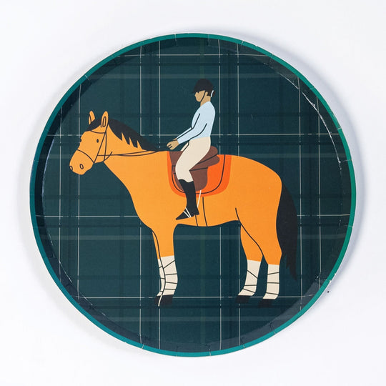 Equestrian Horse Dessert Plates (7 Inch) | Horse Party Supplies | Recyclable Paper Plates for Horse Lovers, Pony Party, Kids &amp; Adults (x 12)