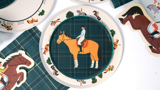 Equestrian Horse Dessert Plates (7 Inch) | Horse Party Supplies | Recyclable Paper Plates for Horse Lovers, Pony Party, Kids &amp; Adults (x 12)