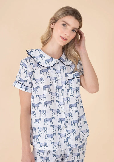 Be Mine PJ'S Set | Blue | Equestrian Sleepwear Collection