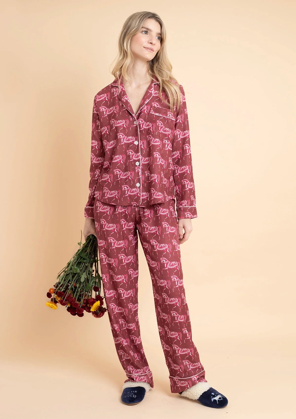 Whisper Long Sleeve Pajama Set | Blossomare Print | Cherrywood