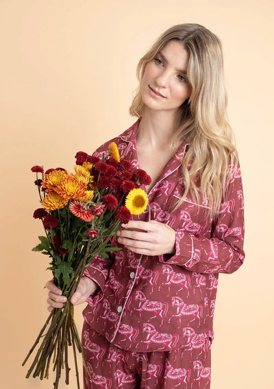 Whisper Long Sleeve Pajama Set | Blossomare Print | Cherrywood