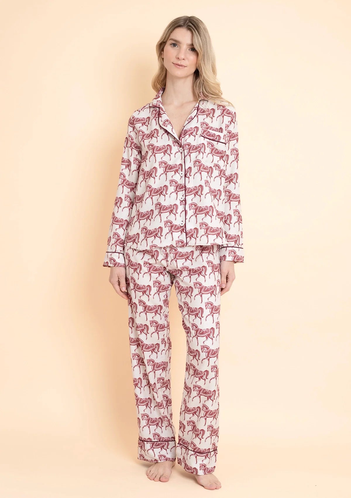 Whisper Long Sleeve Pajama Set | Blossomare Print | Crimson Cream